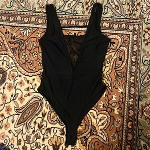 Forever 21 Low back mesh thong body suit with snaps